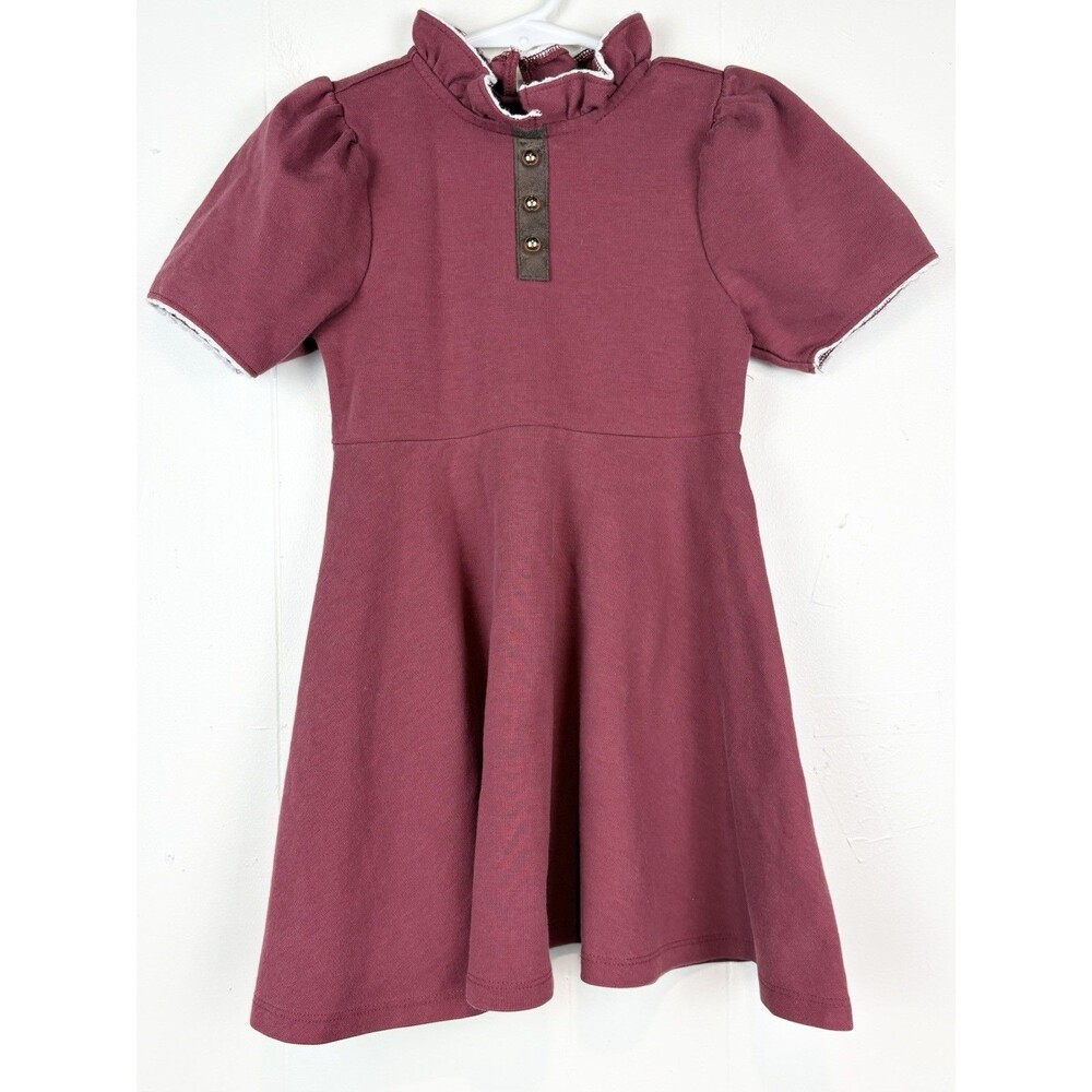 Janie And Jack Dress Burgundy Fall Holiday Harvest Thanksgiving Sz 4 A-Line